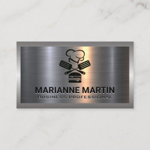 Carte De Visite Argent métallique en aluminium brossé   Logo du ch