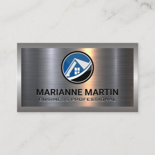 Carte De Visite Argent métallique en aluminium   Logo de la maison