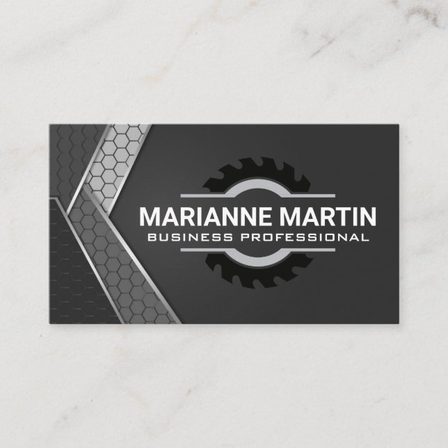 Carte De Visite Argent métallique en aluminium | Scie industrielle (Devant)