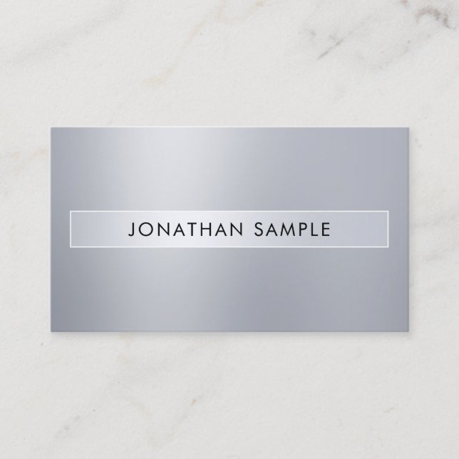Carte De Visite Argent moderne look tendance stylé brillant plat (Devant)