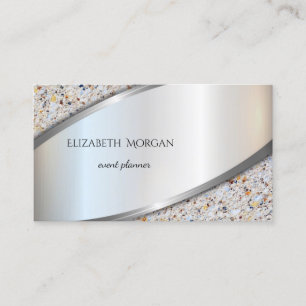 Carte De Visite Argent Moderne Professionnel Élégant, Marbre