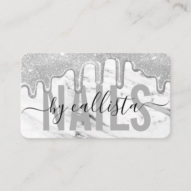 Carte De Visite Argent Parties scintillant Drives Marble Nail Arti (Devant)