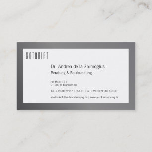 Carte de visite argent pour notaire