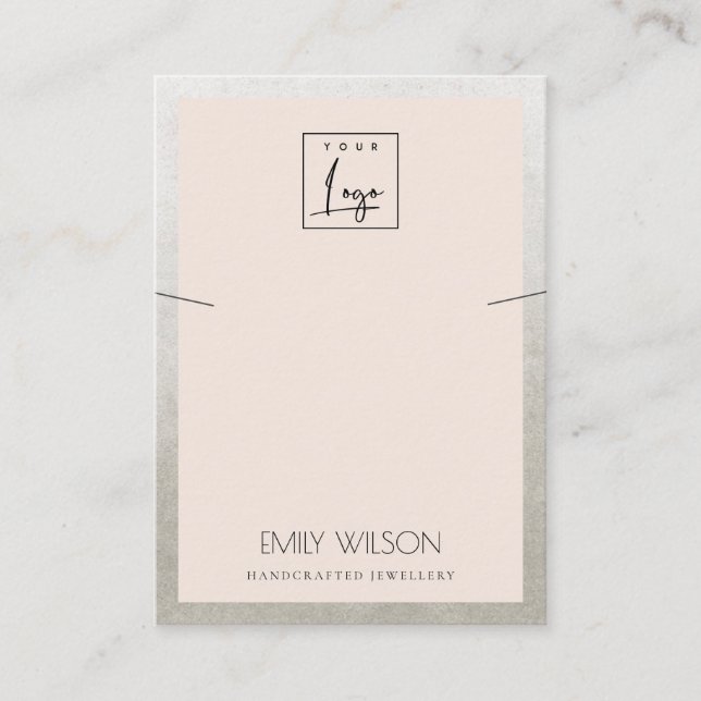 CARTE DE VISITE ARGENT ROSE BLANC EN ARGENT FRONTIÈRE LOGO LACUNE  (Devant)