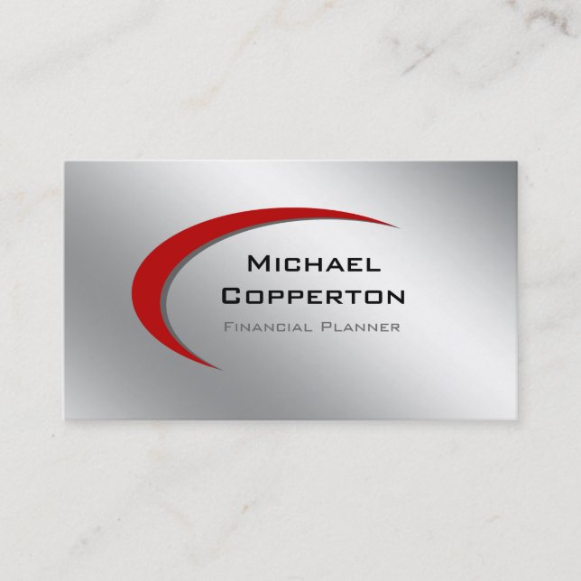 Carte De Visite Argent rouge de courbe de logo professionnel de (Devant)