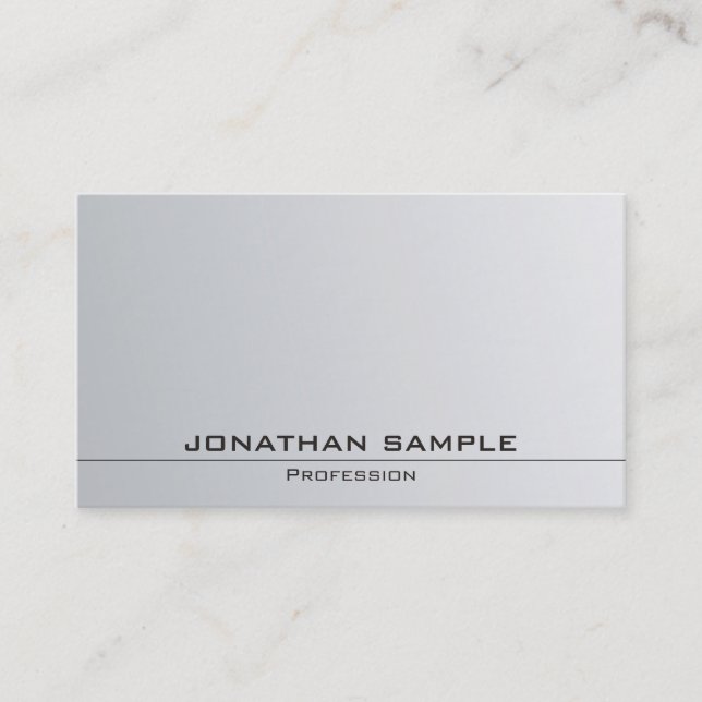 Carte De Visite Argent Sophistiqué Simple Plaine tendance (Devant)