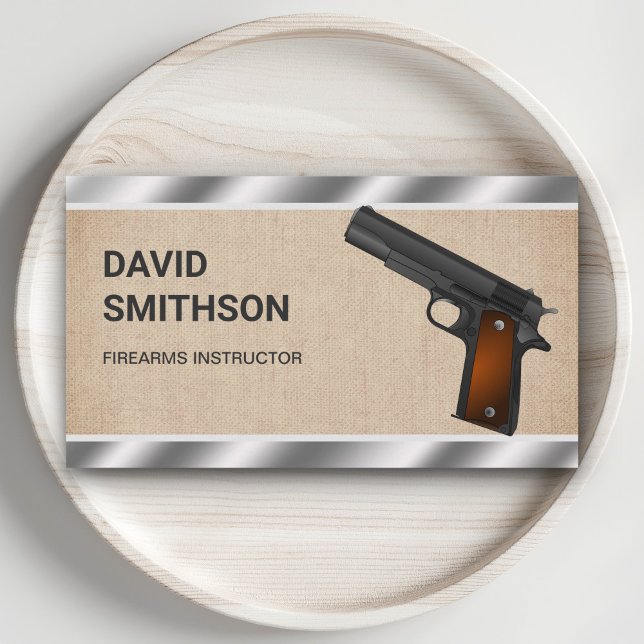 Carte De Visite Armes à feu Burlap Steel Pistol Gun Shop Gunsmith (Créateur téléchargé)