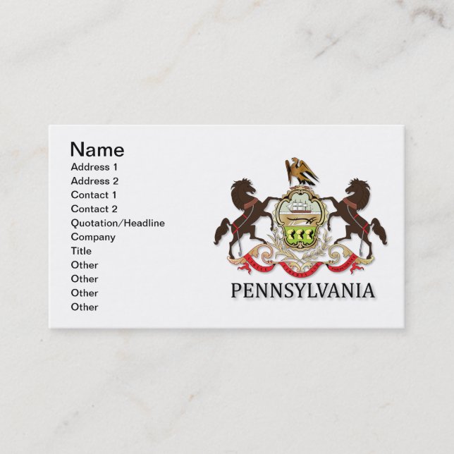 Carte De Visite Armoiries de l'État de Pennsylvanie (Devant)