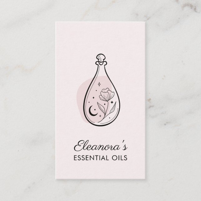 Carte De Visite Aromathérapie pour huiles essentielles de rose pâl (Devant)