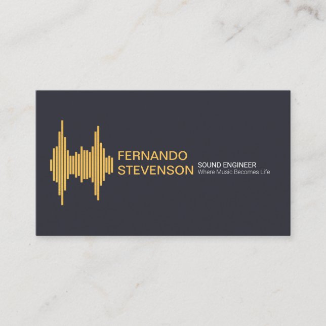 Carte De Visite Arrangement nommé élégant d'onde sonore d'or (Devant)
