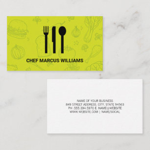 Carte De Visite Arrière - plan alimentaire   Chef