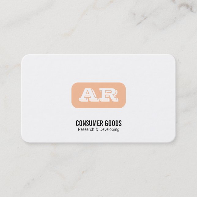 Carte De Visite Arrière - plan arrondi Monogramme (abricot) (Devant)