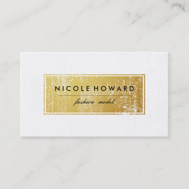 Carte De Visite Arrière - plan blanc élégant Faux Gold Grunge Fram (Devant)