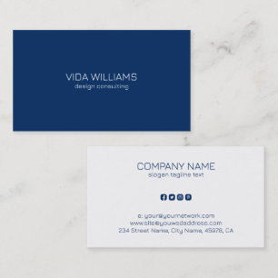 Carte De Visite Arrière - plan bleu et blanc minimaliste