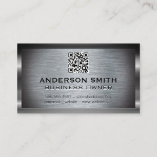 Carte De Visite Arrière - plan brossé métallique   Code QR