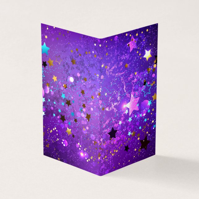 Carte De Visite Arrière - plan de feuille violet avec étoiles (Extérieur)