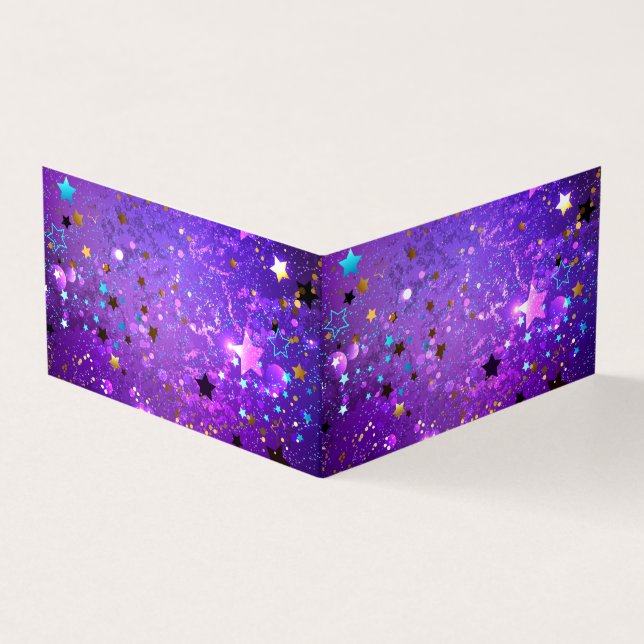 Carte De Visite Arrière - plan de feuille violet avec étoiles (Extérieur)