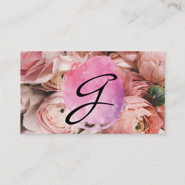 Carte De Visite Arrière - plan de fleurs roses (Devant)