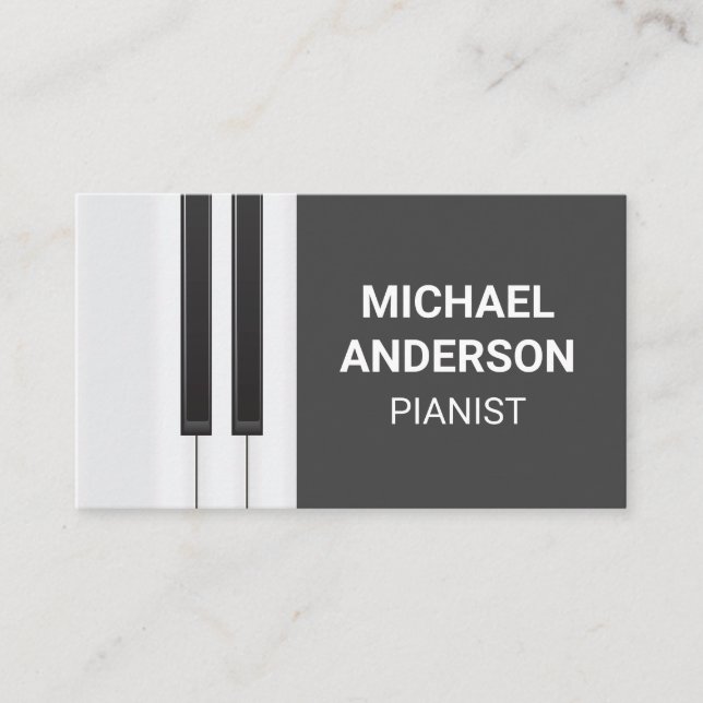 Carte De Visite Arrière - plan de piano | Musicien (Devant)