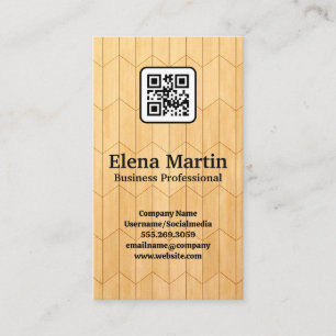 Carte De Visite Arrière - plan du panneau de bois Code QR