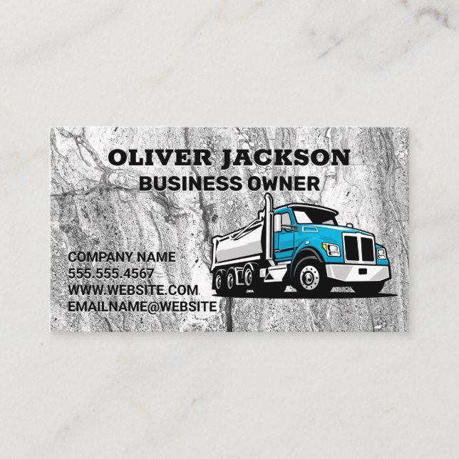 Carte De Visite Arrière - plan en béton | Camion de travail Blue C (Devant)