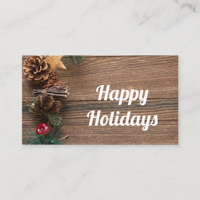 Carte De Visite arrière - plan en bois avec cônes de pin (Devant)