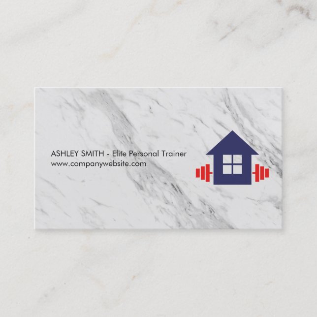 Carte De Visite Arrière - plan en marbre | Logo de Weights Home (Devant)