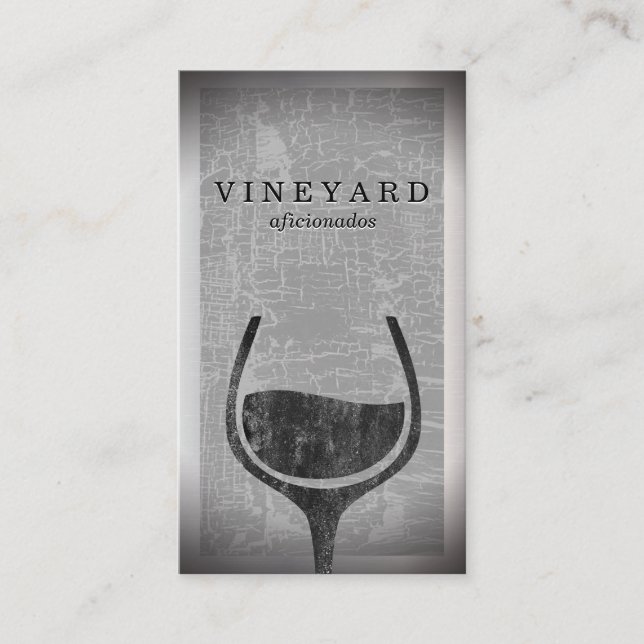 Carte De Visite Arrière - plan gris fissuré texture | Verre à vin (Devant)