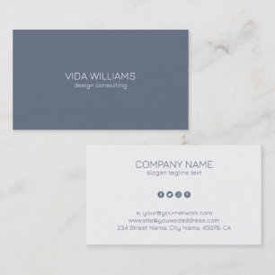 Carte De Visite Arrière - plan minimaliste bleu-gris et blanc