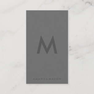 Carte De Visite Arrière - plan minimaliste gris monogramme jaune