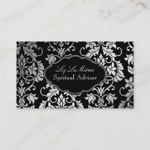 Carte De Visite Arrière - plan/noir de PixDezines Tanza Damask/DIY