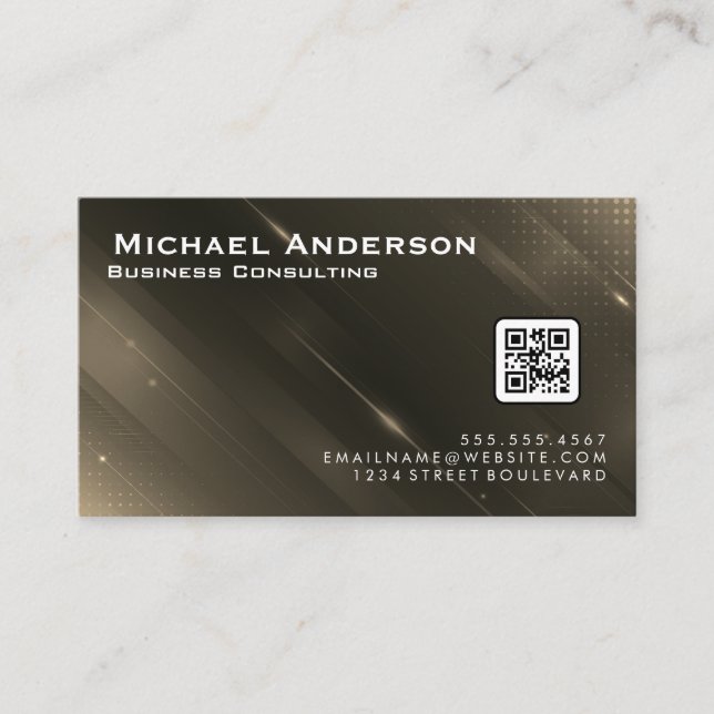 Carte De Visite Arrière - plan numérique Abstrait | Code QR (Devant)