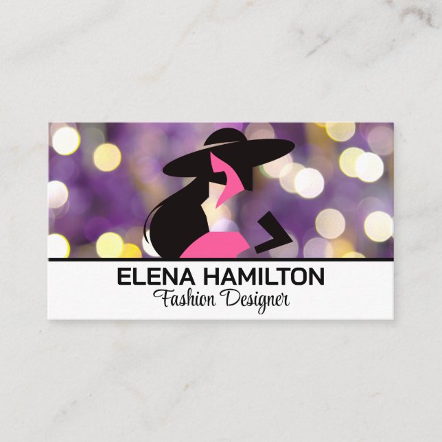 Carte De Visite Arrière - plan Purple Bokeh | Logo du modèle de mo (Devant)