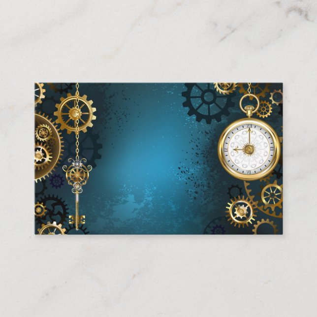 Carte De Visite Arrière - plan turquoise à vapeur avec Gears (Devant)