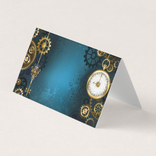 Carte De Visite Arrière - plan turquoise à vapeur avec Gears