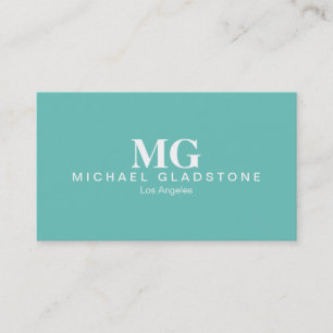 Carte De Visite Arrière - plan Turquoise Monogramme