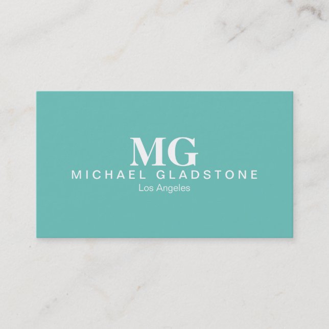 Carte De Visite Arrière - plan Turquoise Monogramme (Devant)