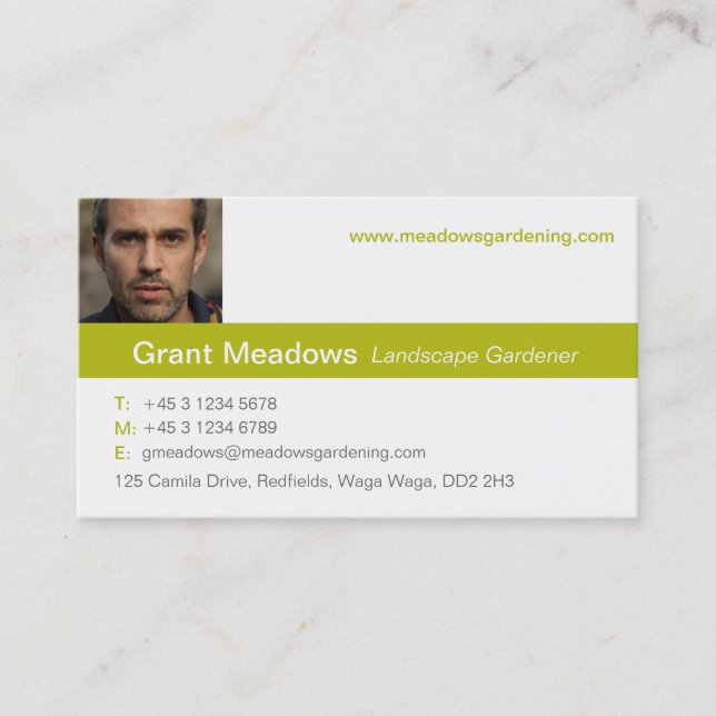 Carte de visite arrière vert/blanc simple (Devant)