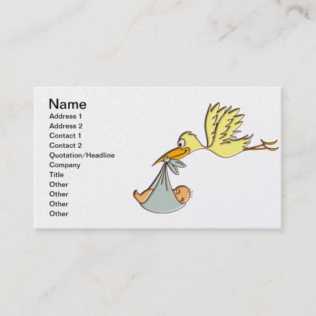 Carte De Visite Arrivée nouveau-née de bébé - une livraison de (Devant)