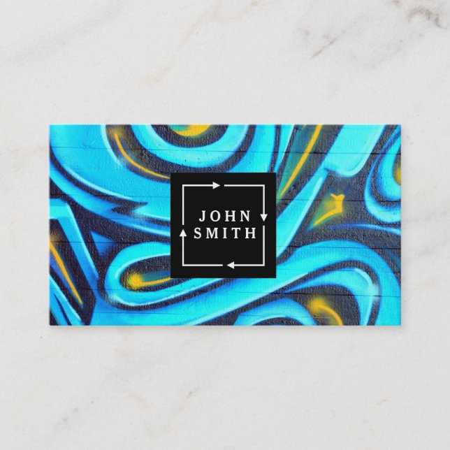 Carte De Visite Art abstrait de cool bleu moderne de graffiti (Devant)
