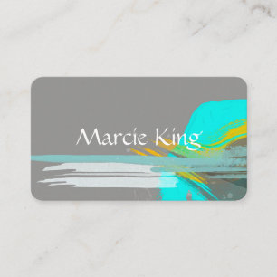 Carte De Visite art abstrait moderne chic turquoise sur gris