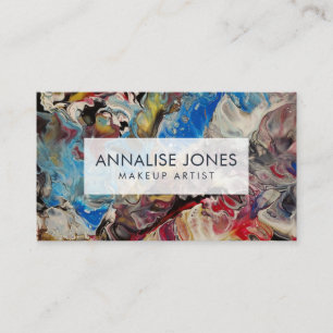 Carte De Visite Art Abstrait original - bleu, blanc, rose, muet, 