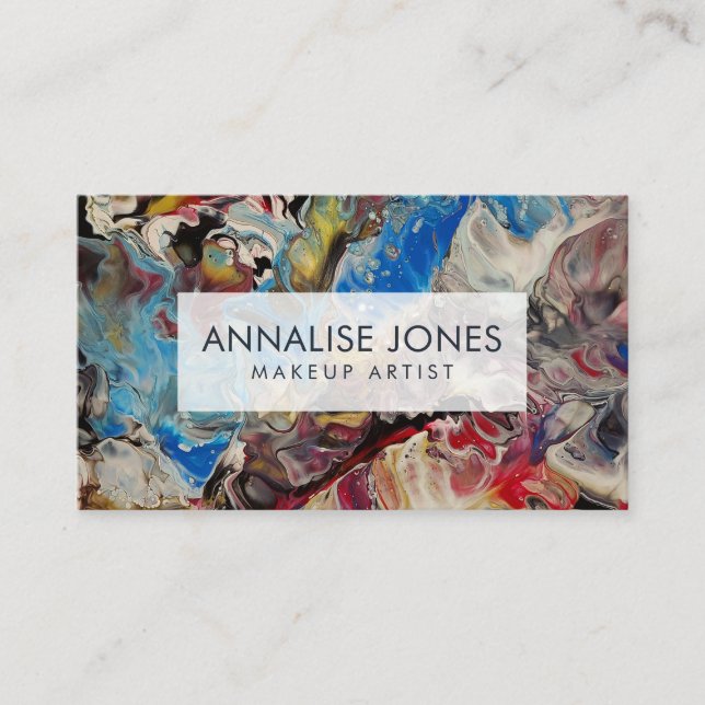 Carte De Visite Art Abstrait original - bleu, blanc, rose, muet,  (Devant)
