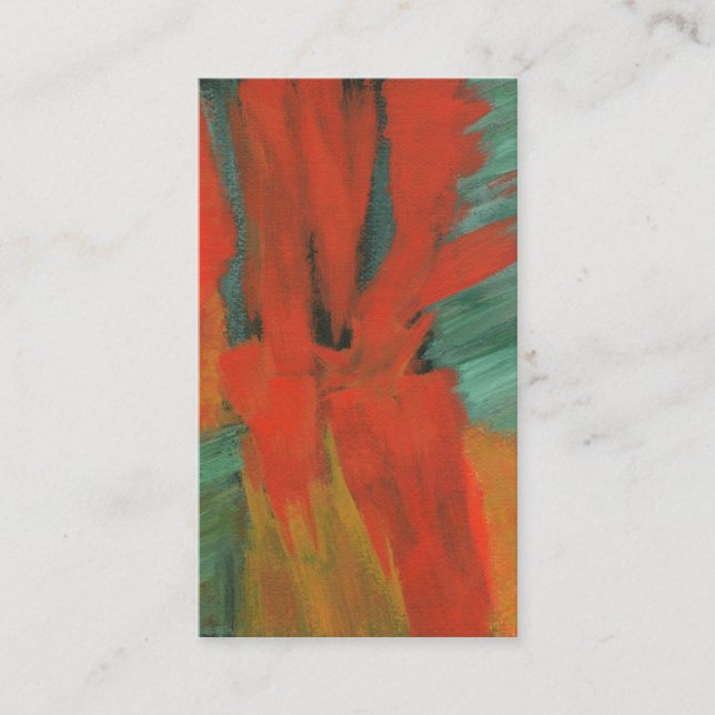 Carte De Visite Art abstrait peignant l'or vert orange rouge (Devant)