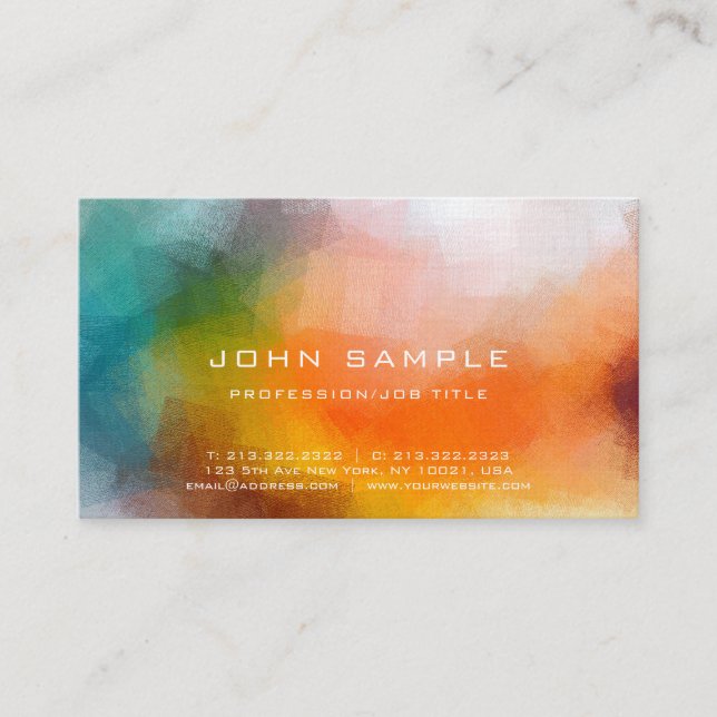 Carte De Visite Art Abstrait professionnel luxe Linen Premium (Devant)