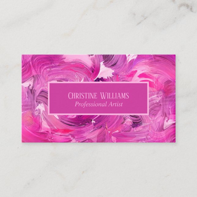 Carte De Visite Art Abstrait professionnel Moderne violet rose (Devant)