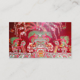 Carte De Visite Art aztèque sur la conception rouge