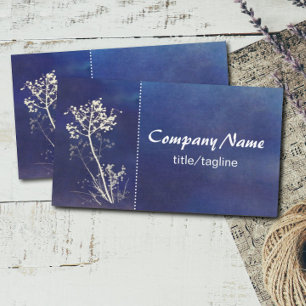 Carte De Visite art de la nature bleu et blanc de style aquarelle 