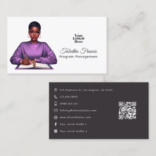 Carte De Visite Art de leadership de femme noire afro puissante