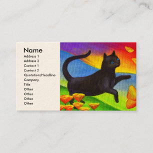 Carte De Visite Art de papillons de peinture de chat noir - multi